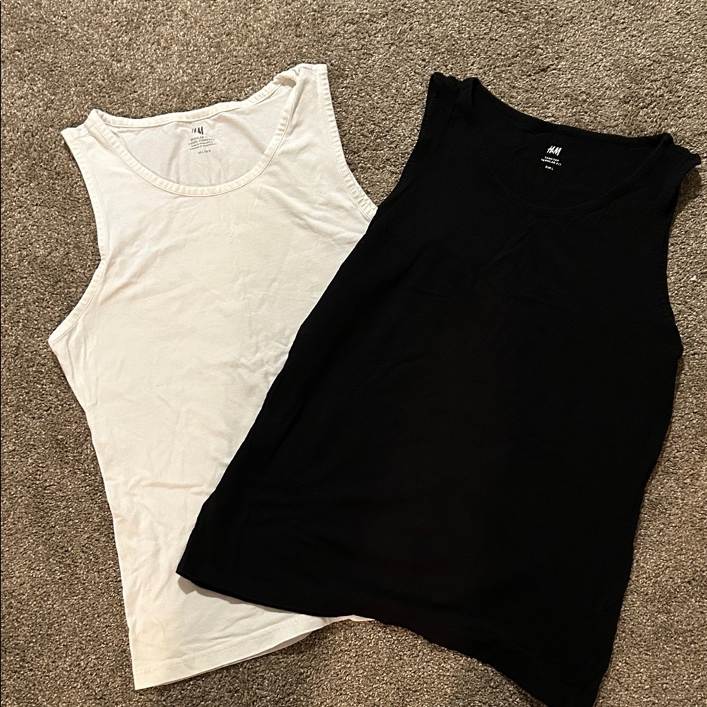 H&M men’s Classic Black and White Tank Tops